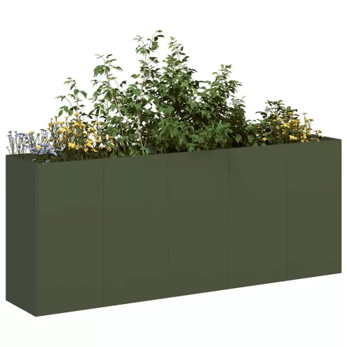 vidaXL ültetvény olajzöld 200x40x80 cm hidegen hengerelt acélból