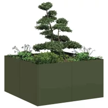   vidaXL növénytartó olívazöld 80x80x40 cm hidegen hengerelt acél