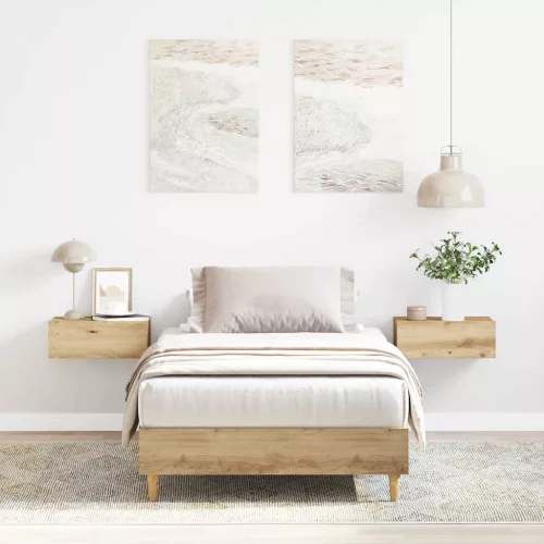 vidaXL kézműves tölgy szerelt fa ágykeret matrac nélkül 90x190 cm