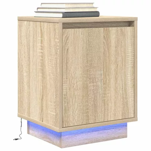 vidaXL sonoma tölgy színű éjjeliszekrény LED-ekkel 38x34x50 cm