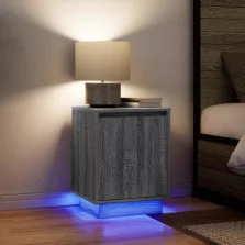   vidaXL 2 db szürke sonoma éjjeliszekrények LED világítással 38x34x50cm