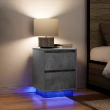   vidaXL 2 db betonszürke éjjeliszekrény LED-fényekkel 38x34x50 cm