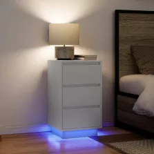  vidaXL éjjeliszekrény LED világítással Fehér 38x34x50 cm 38x34x65 cm