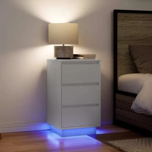 vidaXL éjjeliszekrény LED világítással Fehér 38x34x50 cm 38x34x65 cm
