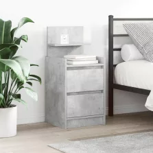   vidaXL 2 db betonszürke éjjeliszekrények 2 fiókkal 38x34x80 cm