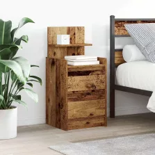   vidaXL 2 db antik fa színű éjjeliszekrények 2 fiókkal 38x34x80 cm
