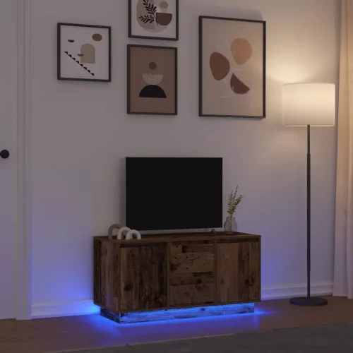 vidaXL antik fa színű TV-szekrény LED-lámpákkal 100x41x50 cm