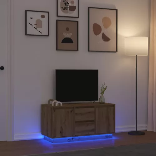vidaXL kézműves tölgy színű TV-szekrény LED-lámpákkal 100x41x50 cm