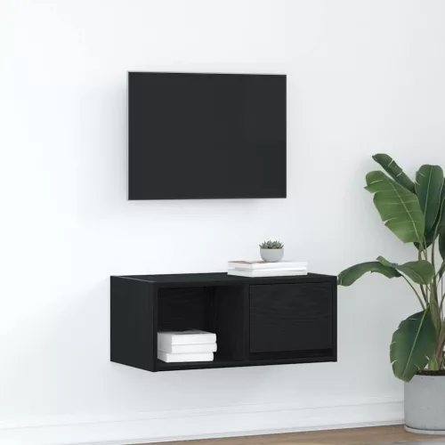 vidaXL fekete tölgy színű szerelt fa TV-szekrény 60x31x25,5 cm
