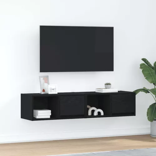 vidaXL 2 db fekete tölgy színű szerelt fa TV-szekrény 60x31x25,5 cm