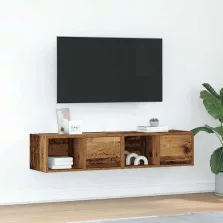   vidaXL 2 db antik fa szerelt fa fali TV-szekrény 60x31x25,5 cm