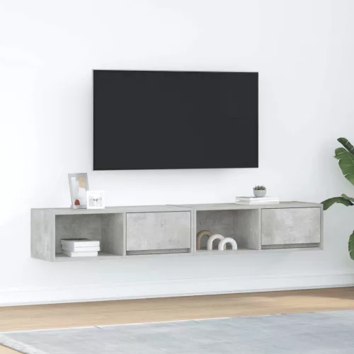 vidaXL 2 db betonszürke szerelt fa TV-szekrény 80x31x25,5 cm