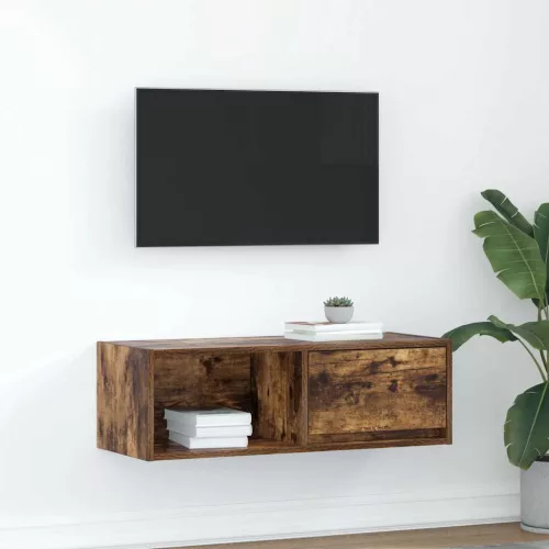 vidaXL füstös tölgy színű szerelt fa TV-szekrény 80x31x25,5 cm