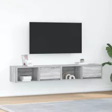   vidaXL 2 db szürke sonoma szerelt fa fali TV-szekrény 80x31x25,5 cm