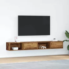   vidaXL 2 db antik fa szerelt fa fali TV-szekrény 100x31x25,5 cm