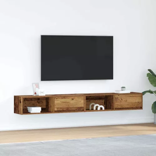 vidaXL 2 db antik fa szerelt fa fali TV-szekrény 100x31x25,5 cm