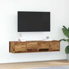   vidaXL 2 db antik fa szerelt fa fali TV-szekrény 60x31x25,5 cm