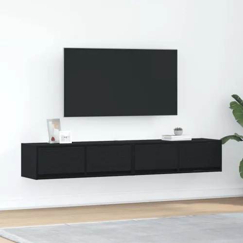 vidaXL 2 db fekete tölgy színű szerelt fa TV-szekrény 80x31x25,5 cm