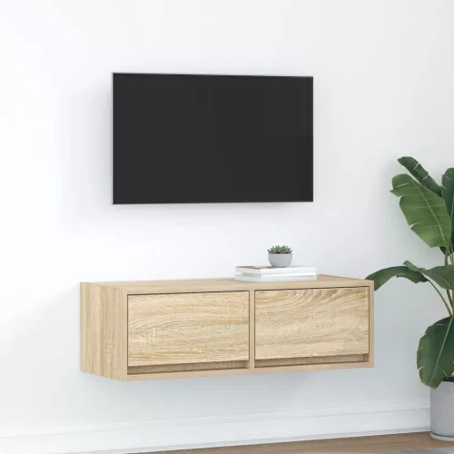 vidaXL sonoma tölgy színű szerelt fa fali TV-szekrény 80x31x25,5 cm