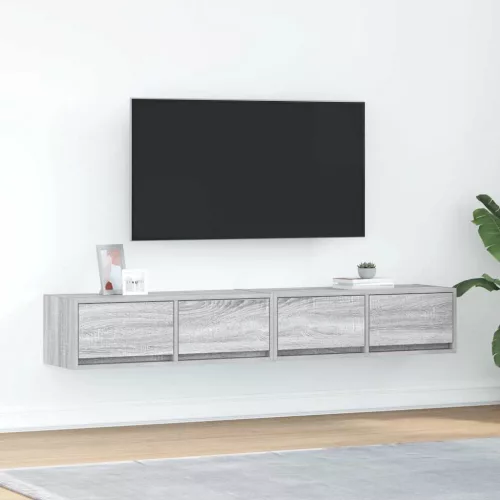 vidaXL 2 db szürke sonoma szerelt fa fali TV-szekrény 80x31x25,5 cm