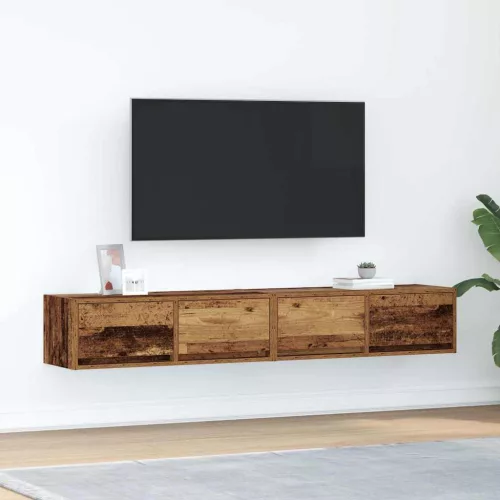 vidaXL 2 db antik fa szerelt fa fali TV-szekrény 80x31x25,5 cm