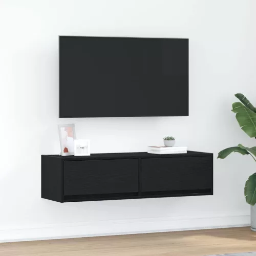 vidaXL TV szekrény fiókkal Musta tammi 100 x 31 x 25,5 cm Faanyag
