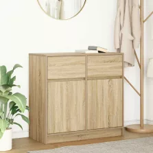   vidaXL sonoma tölgy szerelt fa tálalószekrény fiókos 80x34x76 cm