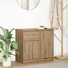   vidaXL kézműves tölgy szerelt fa tálalószekrény fiókos 71x35x65 cm
