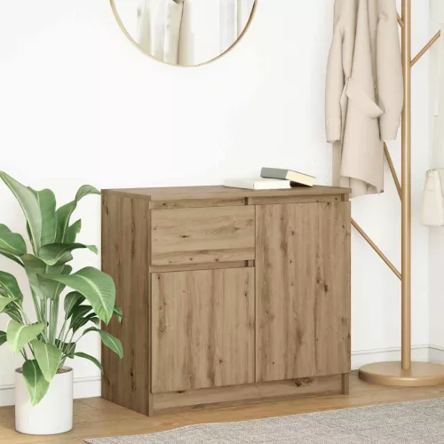 vidaXL kézműves tölgy szerelt fa tálalószekrény fiókos 71x35x65 cm