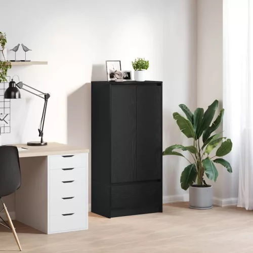 vidaXL fekete tölgy szerelt fa szekrény fiókkal 55,5x34x119,5 cm