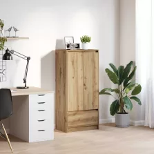   vidaXL kézműves tölgy szerelt fa szekrény fiókkal 55,5x34x119,5 cm