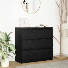   vidaXL fekete tölgy szerelt fa tálalószekrény 80x35x76 cm