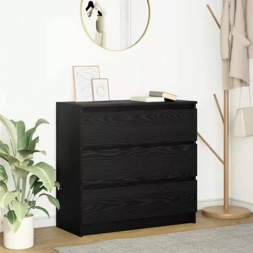 vidaXL fekete tölgy szerelt fa tálalószekrény 80x35x76 cm
