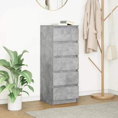 vidaXL betonszürke szerelt fa tálalószekrény fiókos 37,5x35x99 cm