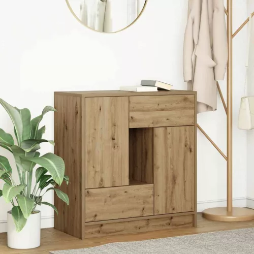 vidaXL kézműves tölgy komód fiókokkal és ajtókkal 70,5x34x74,5 cm