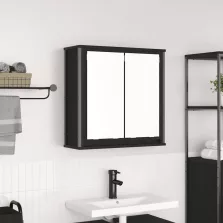   vidaXL fekete tölgy fürdőszoba fali szekrény tükörrel 60x21x60 cm