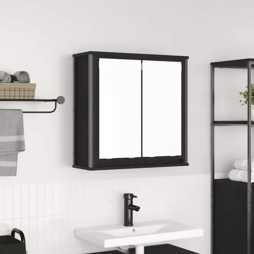 vidaXL fekete tölgy fürdőszoba fali szekrény tükörrel 60x21x60 cm