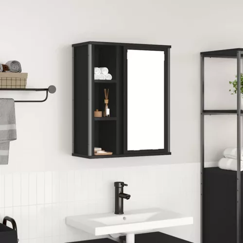 vidaXL fekete tölgy fürdőszoba fali szekrény tükörrel 50x21x60 cm