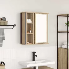   vidaXL tölgy színű fürdőszoba fali szekrény tükörrel 50x21x60 cm