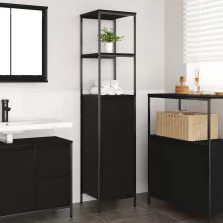   vidaXL fekete tölgy fürdőszobaszekrény polcokkal 36x35x165 cm