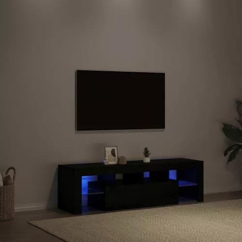 vidaXL fekete tölgy szerelt fa TV-szekrény LED-ekkel 140x36,5x40 cm