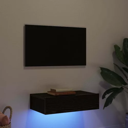 vidaXL fekete tölgyfa TV-szekrény LED lámpákkal 60 x 35 x 15,5 cm