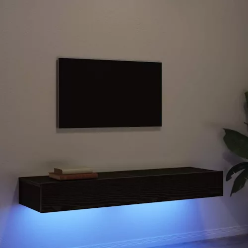 vidaXL 2 db fekete tölgyfa TV-szekrény LED lámpákkal 60 x 35 x 15,5 cm