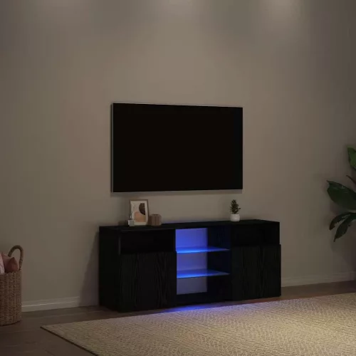 vidaXL fekete tölgy szerelt fa TV-szekrény LED-ekkel 120x30x50 cm