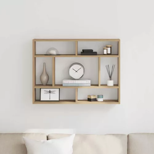 vidaXL kézműves tölgy színű szerelt fa fali polc 75 x 16 x 55 cm