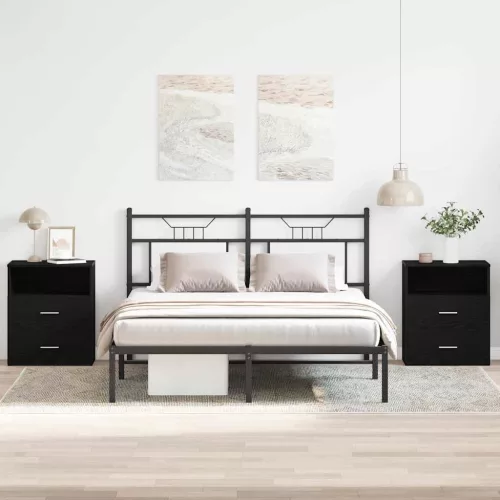 vidaXL Éjjeliszekrény 2 pcs Fekete tölgy 50 x 32 x 60 cm Faanyag