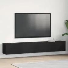 vidaXL TV szekrény 2 pcs Fekete 100 x 30 x 30 cm Faanyag