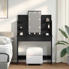   vidaXL Öltözködőasztal fiókkal Musta tammi 96 x 40 x 142 cm Faanyag