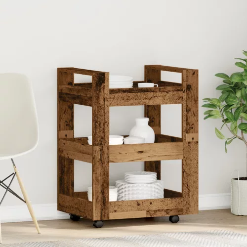 vidaXL Konyhai Kocsi Régi Fa 60x45x80 cm Műanyag