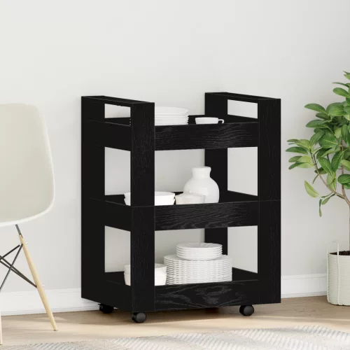 vidaXL Konyhai Kocsi Fekete Tölgy 60x45x80 cm Összeszerelt Fa